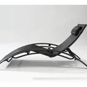 Verstelbare en stapelbare zwarte ligstoel voor 1 persoon met stalen poten - Zonnebed Limea