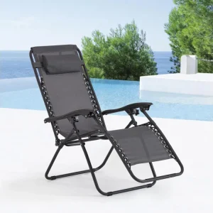 Ligstoel voor in de Tuin Verstelbaar Zwart/Grijs MANIHI - Trendy Design, Verstelbare Functie, Stalen Structuur