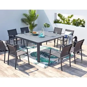 Loungeset 8 plaatsen van donkergrijs aluminium FLORENCIA