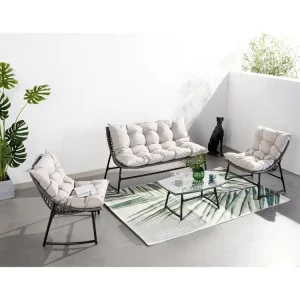 Loungeset Laag van Grijs Kunststof 4 Zitplaatsen Guahana met Comfortabele Kussens en Stevige Structuur