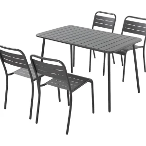 Set Tafel en Stoelen 4/6 Plaatsen Donkergrijs Bergame