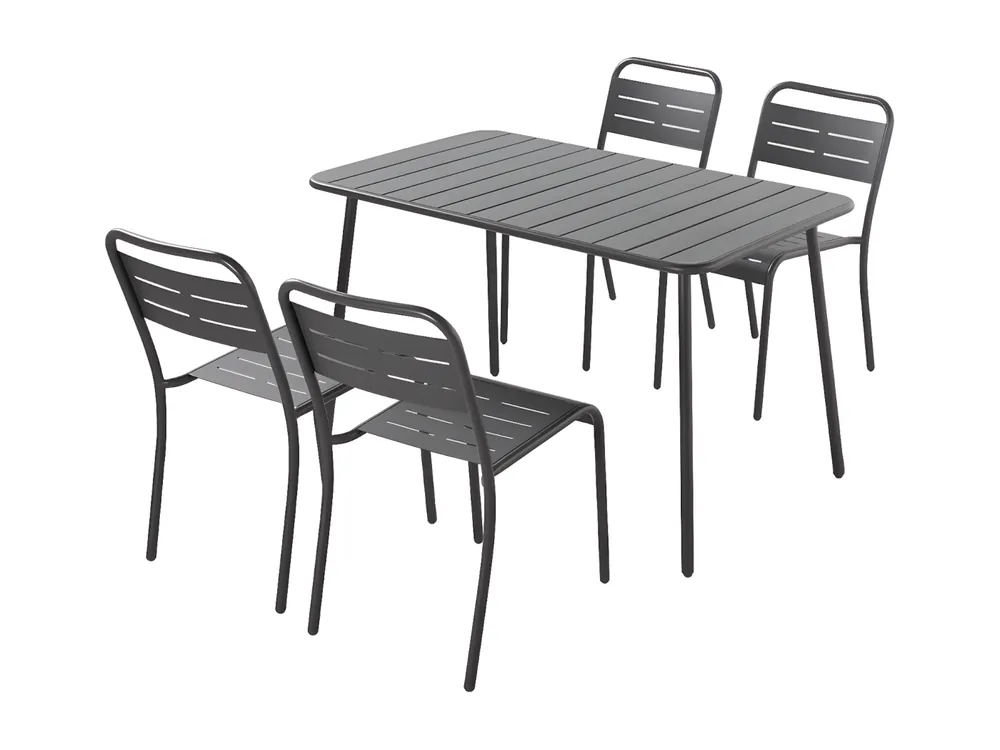 Set Tafel en Stoelen 4/6 Plaatsen Donkergrijs Bergame