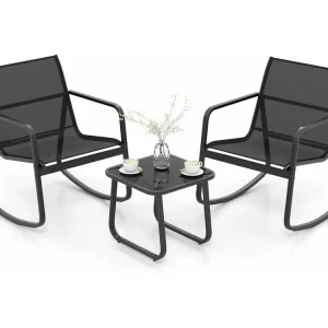 3-delige tuinmeubelset, balkonset met 2 stoelen en tafel, balkonmeubels, terrasmeubels, tuingarnituur, zitgroep voor terras, balkon, tuin ZB33750