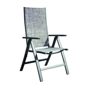 Set van 2 Berena tuinstoelen van aluminium en grijze PVC-doek - Voor buiten - Verstelbare rugleuning - Set van 2