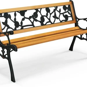 Tuinbank, weerbestendig, 2-zits, met armleuningen en rugleuning, balkonbank, houten bank, parkeerbank voor tuin, balkon, terras, 126 x 52 x 74 cm