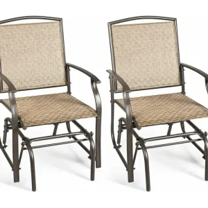 Schommelstoel voor tuin, schommelstoel enkel, tuinstoel met metalen frame, schommelstoel voor buiten, schommelstoel voor balkon (2 stuks)