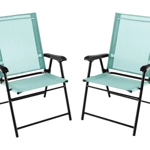 Set van 2 tuinstoelen, klapstoelen met armleuningen, balkonstoelen met weerbestendige stof, terrasstoelen voor tuin, achtertuin en balkon ZB33218