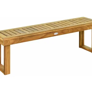 Tuinbank zonder rugleuning, 2-zitsbank,houten bank van massief hout, belastbaar tot 360 kg, balkonbank, balkon, terras, 132 x 34 x 43,5 cm