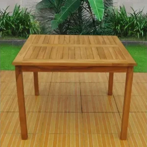 Vierkante tuinset voor 4 personen van teakhout KARRA