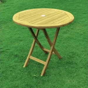 Opklapbare ronde teakhouten tuin tafel in bruin 80cm - MEJIA