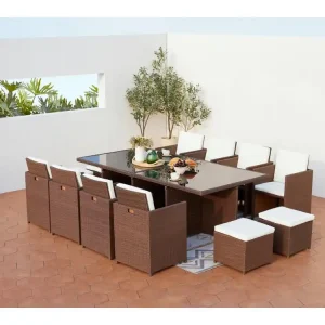 Loungeset voor 12 personen van bruin gevlochten kunsthars MONACO