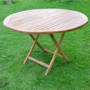 Opklapbare ronde teakhouten tuintafel 120cm bruin - MEJIA