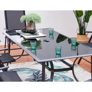 Tuinset 10 plaatsen van aluminium RIMINI met glazen blad