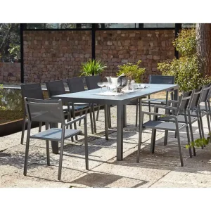 Uitschuifbare aluminium tuinset voor 10 personen OLAHO