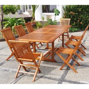 Loungeset voor 8 personen van geolied teakhout LUBOK - Uitstekend hout, bestand tegen weer, ecologisch gecertificeerd