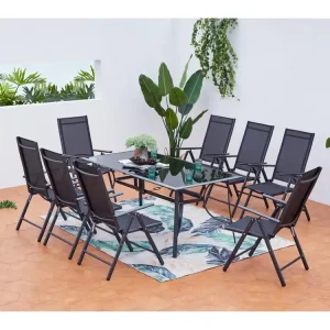 Tuinset 8-delig van zwart aluminium RIMINI