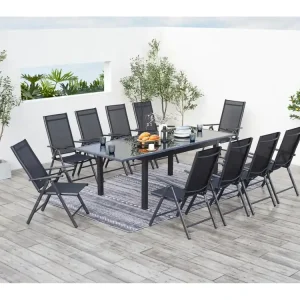 Aluminium tuinset in grijs voor 10 personen RAVENNE