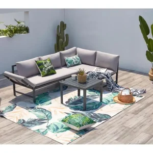 Lage Loungeset 4 Plaatsen Lichtgrijs Verstelbare Bank KATEA