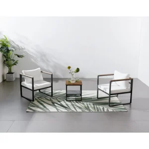 Loungeset voor tuin 2-zits antraciet grijs en houtlook + tafel VIGO