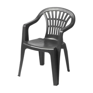 Tuinstoel van hoogwaardig antracietgrijs plastic - Afmetingen 55x60x81 cm