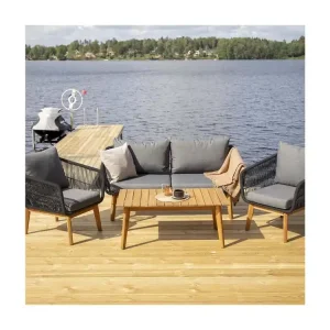 Chania tuinmeubelset 4 delen naturel, zwart.