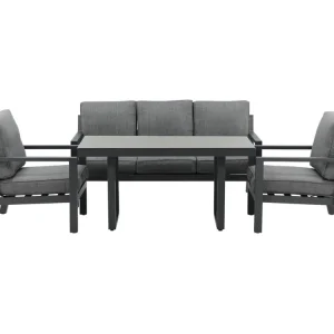Barcelona tuinmeubelset 4 delen zwart, grijs.