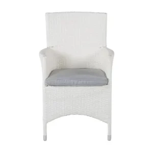Malin tuinstoel met armleuningen incl. kussen, stapelbaar wit.