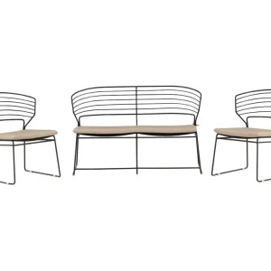 Milano tuinmeubelset 3 delen zwart, beige.