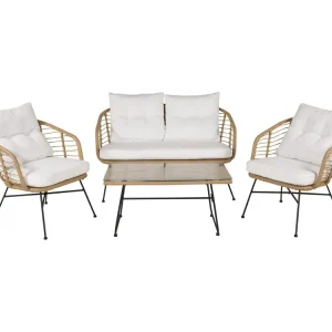 Viga tuinmeubelset 4 delen wit, naturel.