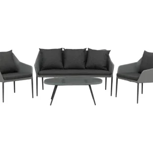 Spoga tuinmeubelset 4 delen zwart, donkergrijs.