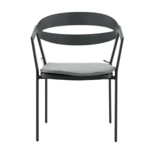 Slit tuinstoel incl. kussen, stapelbaar zwart.