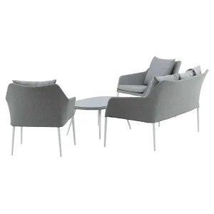 Spoga tuinmeubelset 4 delen lichtgrijs, wit.