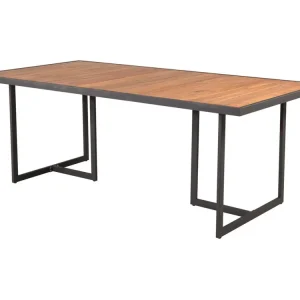 Khung eettafel tuin geolied teak look, zwart.