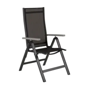 Albany tuinstoel instelbaar zwart.