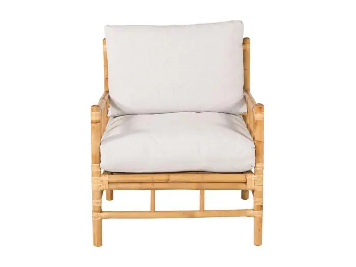 Cane leunstoel tuin lichtgrijs, natuur.