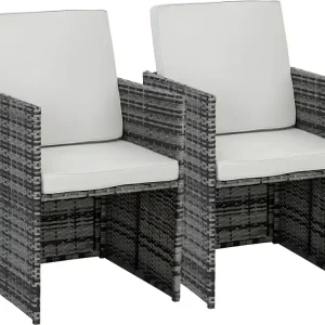 Set van 2 tuinstoelen Chicago "Florida" van grijs kunststof en staal met afneembare kussens