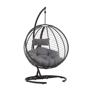 Bacolod hangende tuinstoel met tuinkussen zwart.