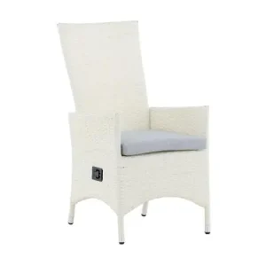 Padova tuinstoel met armleuningen incl. kussen, verstelbaar witgrijs.