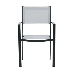 Copacabana tuinstoel stapelbaar grijs, zwart.