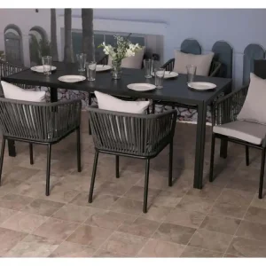 Tuinset MCW-N41 (7-delig),antraciet kussens lichtgrijs