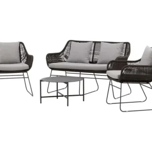 Davao loungeset 4 delen bruin,donkergrijs.