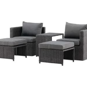 Quad loungeset 5 delen zwart.