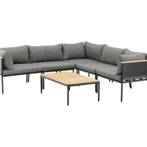 Nettan loungeset 2 delen zwart,grijs,naturel.