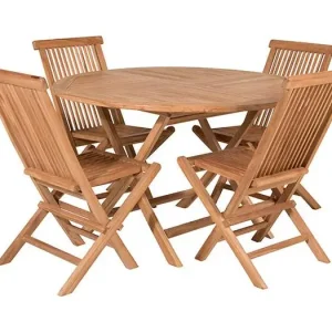 Kenya tuinmeubelset tafel ?120cm natuur, 4 stoelen natuur.