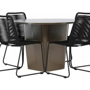 SantaFeLindos tuinmeubelset 1 eettafel, 4 stoelen bruin.