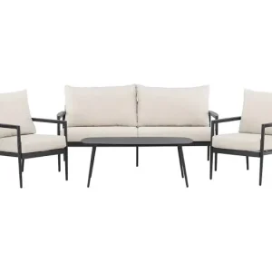 Taromina lounge set 1 bank, 2 stoelen, 1 salontafel zwart.