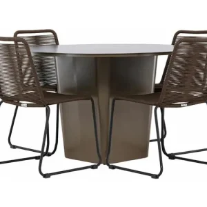 SantaFeLindos tuinmeubelset 1 eettafel, 4 stoelen bruin.