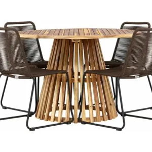 LumpurLindos tuinmeubelset 1 eettafel, 4 stoelen natuur.