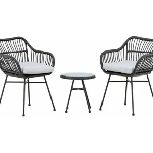 Viga lounge set 2 stoelen, 1 klein bijzettafel zwart.