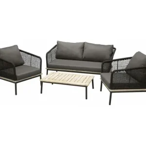 Andorra loungeset 4 delen zwart,naturel.